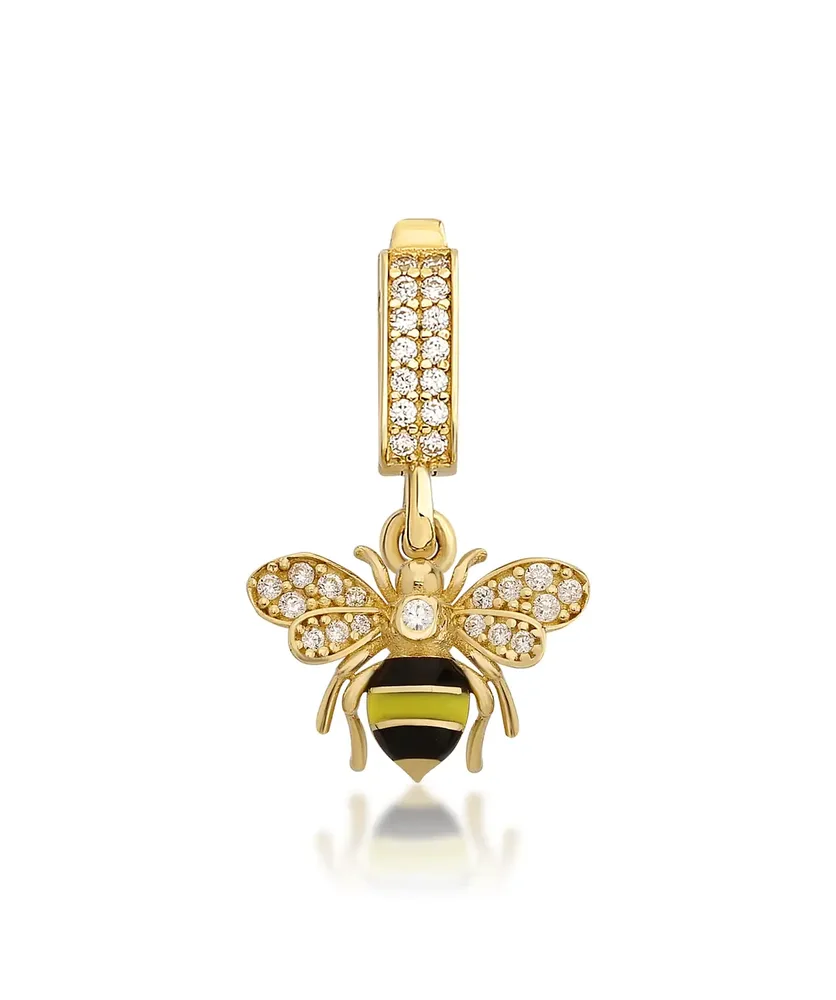 Bee Mine Altın Arı Beyaz Taşlı Kolye Ucu