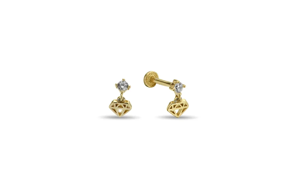 Taşlı Sallantılı Altın Tragus Piercing
